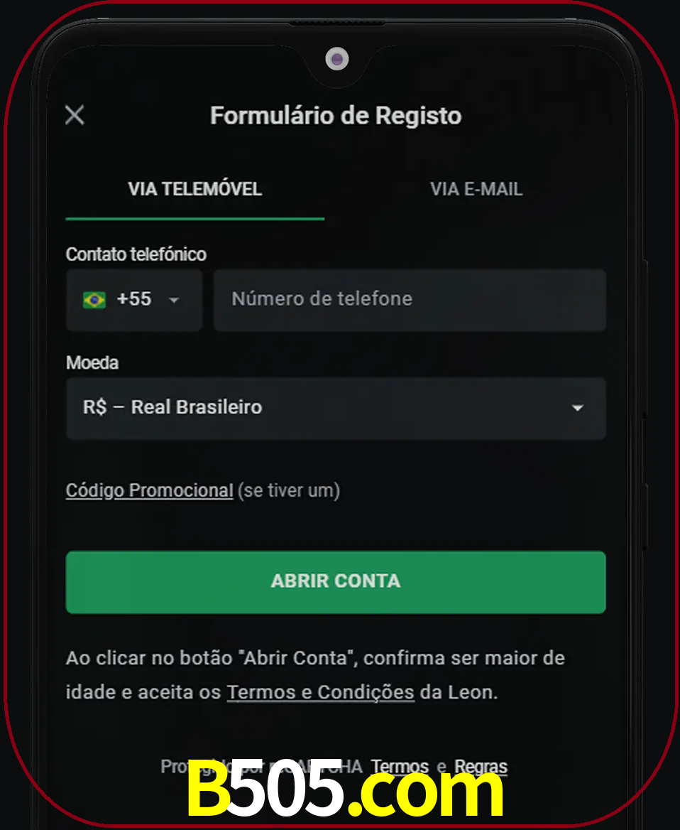 Abra o aplicativo e inicie o processo de registro.